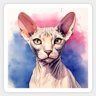 Watercolor Sphynx Cat Design Sticker